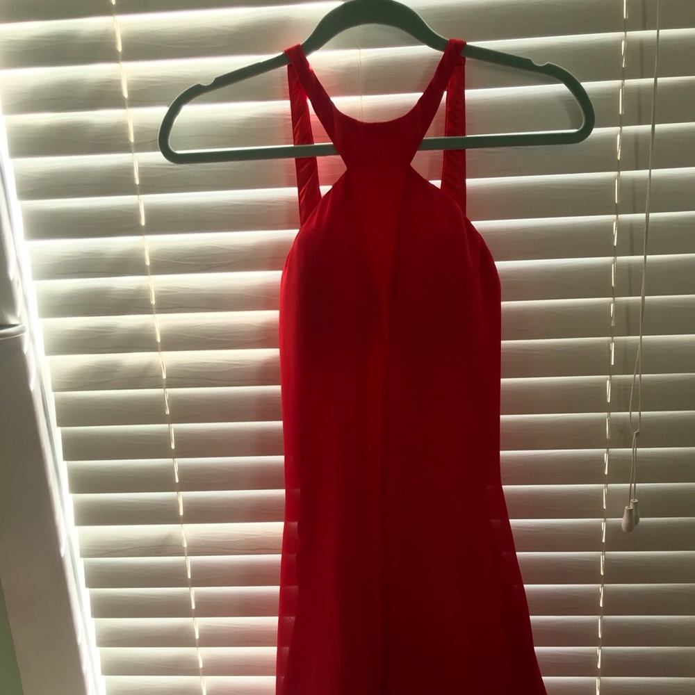 Red halter top prom dress